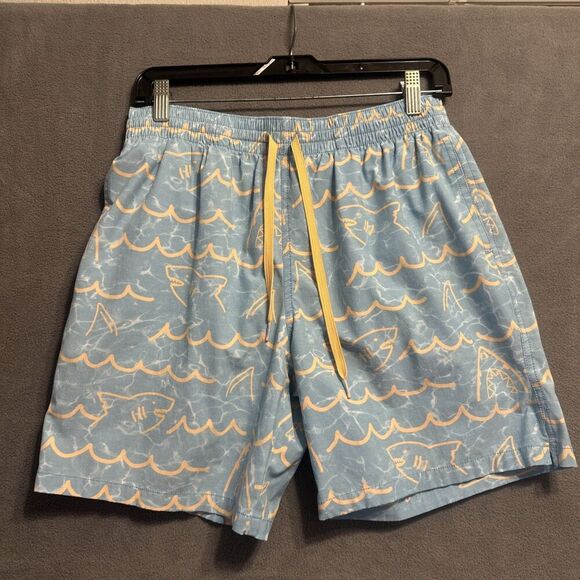 Chubbies All Over Print Swim Trunks Men Size M Blue Wave Shark Built In Brief 7" - Picture 1 of 11
